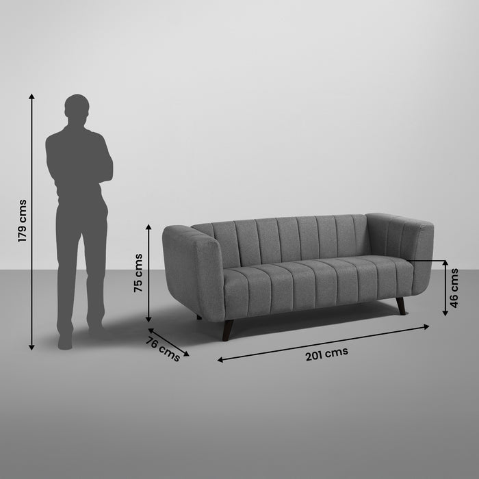 Sofa|Kiki|3|Seater|Sofa|Fabric|Graphite|Grey