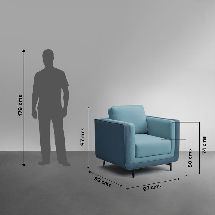 Sofa|Mojo|1|Seater|Sofa|Fabric|Teal|Pop|Blue