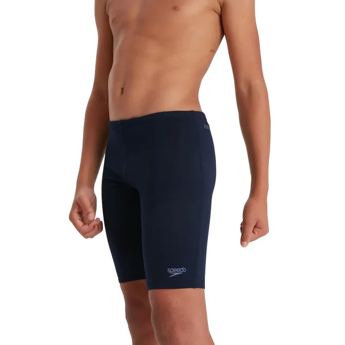 Speedo boys' Eco Endurance+ navy jammers for ages 4, made from durable, eco-friendly swimwear material.