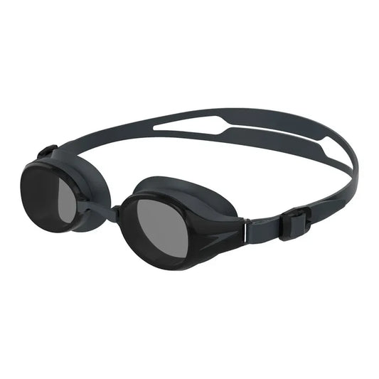 Speedo Hydropure Optical Goggles in black with clear lenses, designed for comfortable swimming and enhanced vision.