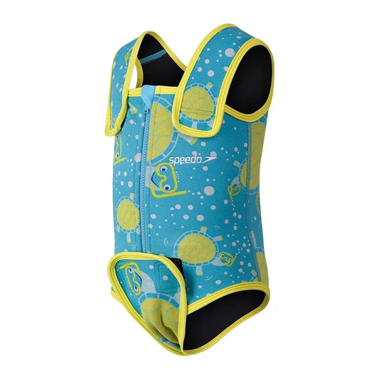 Blue Speedo Kids Tommy Turtle Baby Wrap for ages 6-9 months, soft and comfortable baby wrap with turtle design.