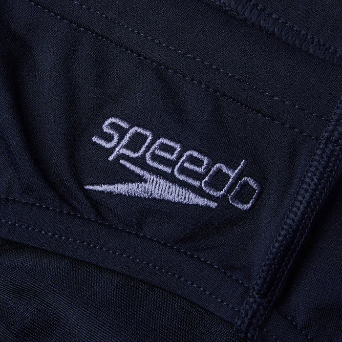 Speedo men's Eco Endurance+ 7cm brief in blue fabric, showing the snug fit and elastic waistband for swimwear.