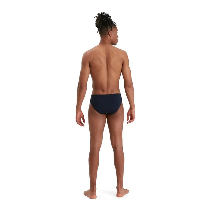 Speedo men's Eco Endurance+ 7cm briefs in blue, featuring a comfortable fit and quick-drying fabric for swimwear.