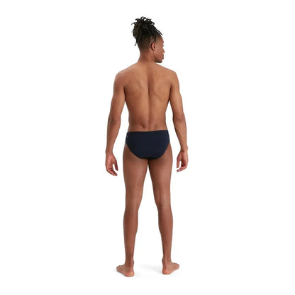 Speedo men's Eco Endurance+ 7cm briefs in blue, featuring a comfortable fit and quick-drying fabric for swimwear.