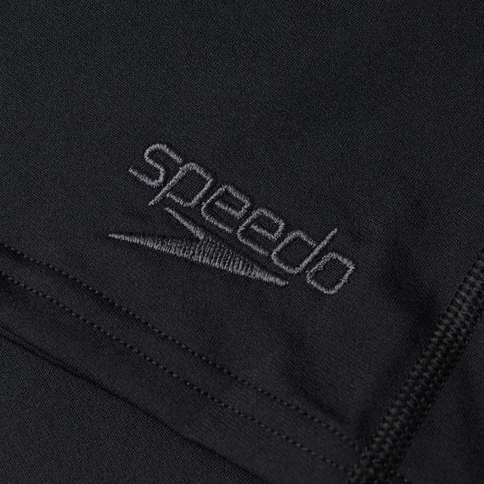 Speedo men's Eco Endurance+ black aquashorts, snug fit swimwear designed for durability and comfort in the water