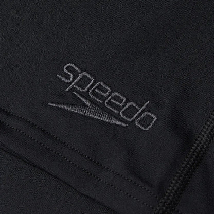Speedo men's Eco Endurance+ black aquashorts, snug fit swimwear designed for durability and comfort in the water