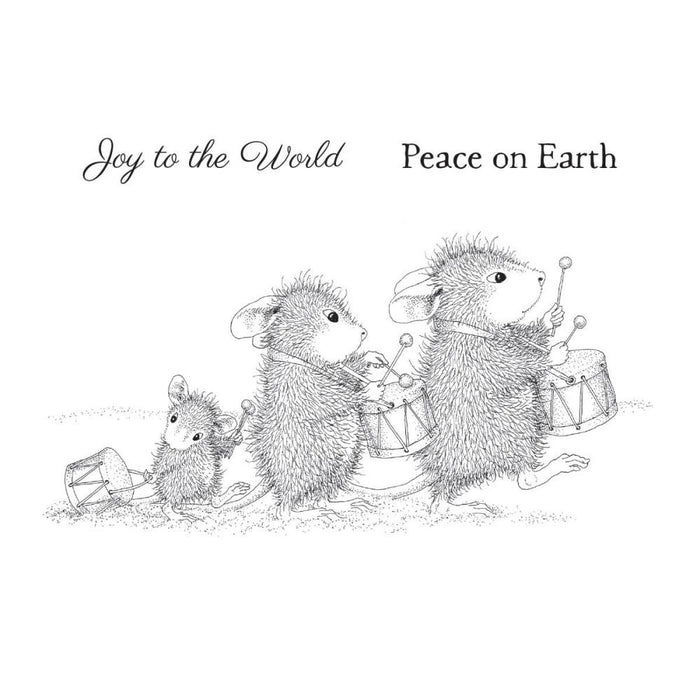 Spellbinders - House Mouse - Cling Rubber Stamp - Drummer Mice. Drummer Mice Cling Rubber Stamp Set from House-Mouse Designs Holiday Collection and has a set of three stamps. Looking for an adorable marching drum parade? Available at Embellish Away located in Bowmanville Ontario Canada.