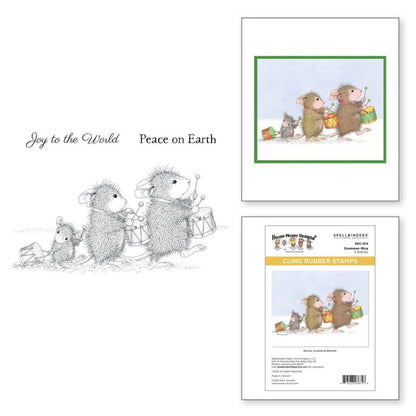 Spellbinders - House Mouse - Cling Rubber Stamp - Drummer Mice. Drummer Mice Cling Rubber Stamp Set from House-Mouse Designs Holiday Collection and has a set of three stamps. Looking for an adorable marching drum parade? Available at Embellish Away located in Bowmanville Ontario Canada.