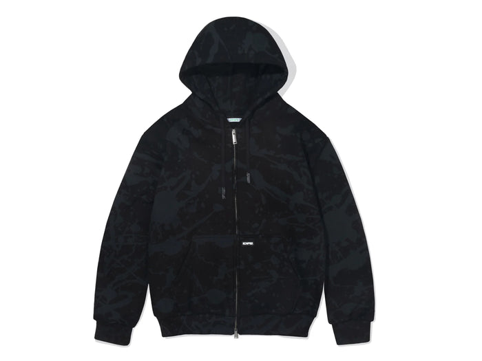 Splatter Zip-Up Hood - Black