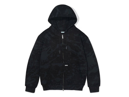 Splatter Zip-Up Hood - Black