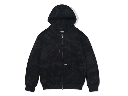 Splatter Zip-Up Hood - Black