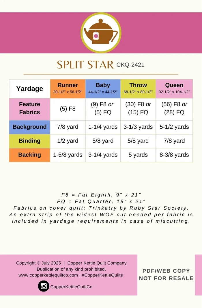 Split Star Quilt Pattern