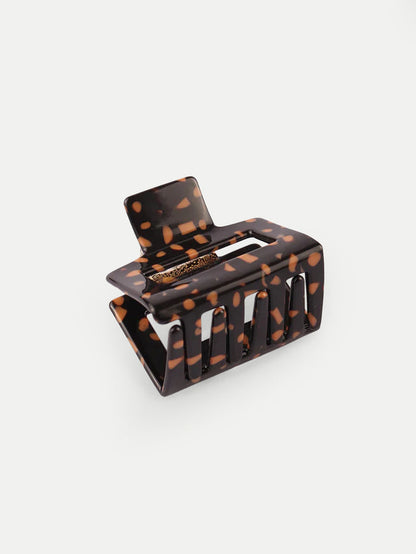 Square Eco Hair Claw | Black Coffee Spot-Image 1