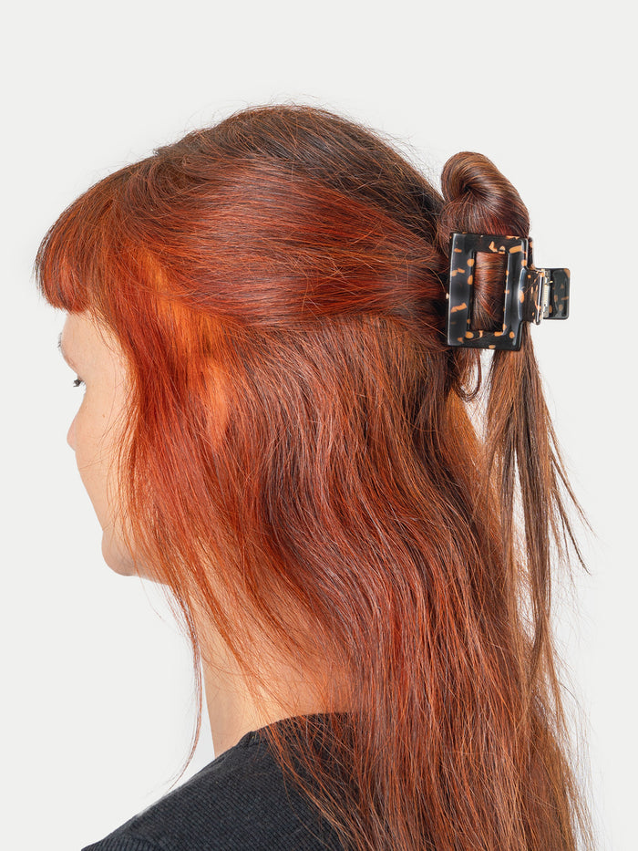 Square Eco Hair Claw | Black Coffee Spot-Image 2