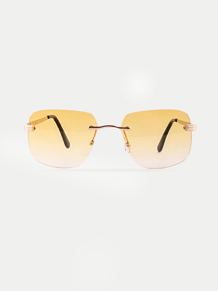 Square Rimless Sunglasses | Yellow-Image 1