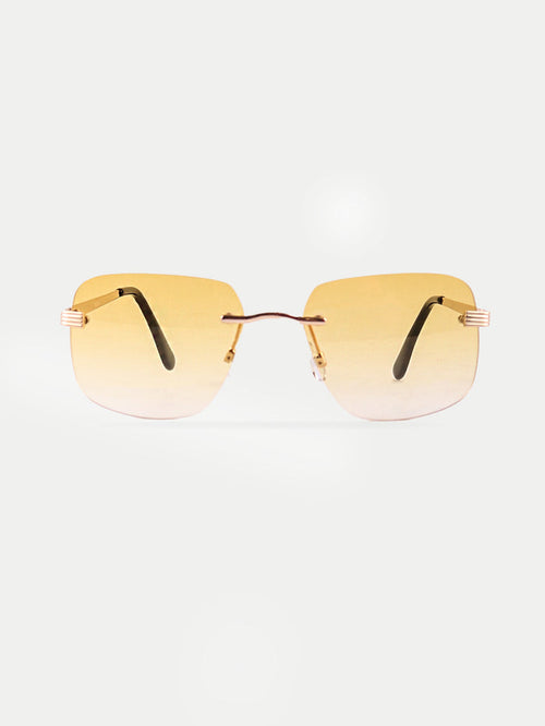 Square Rimless Sunglasses | Yellow-Image 1