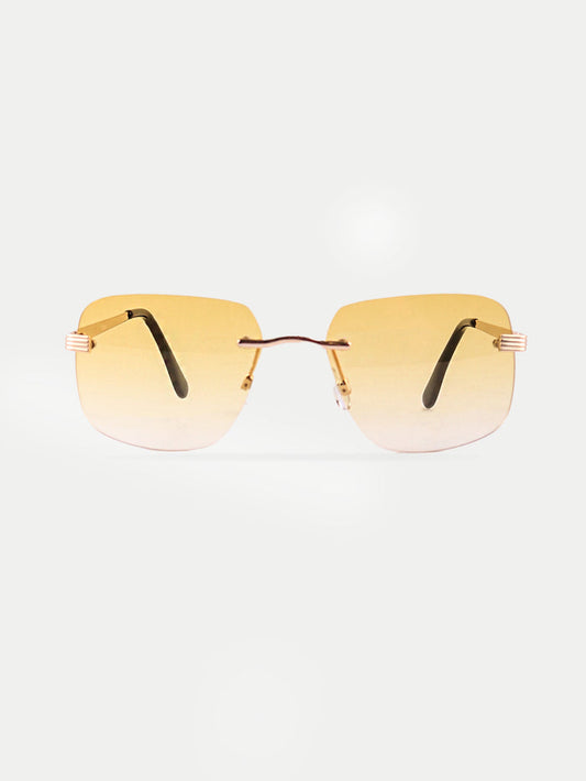 Square Rimless Sunglasses | Yellow-Image 1