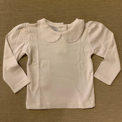 Squiggles LS White Knit Blouse w/Picot