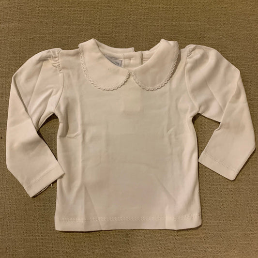 Squiggles LS White Knit Blouse w/Picot