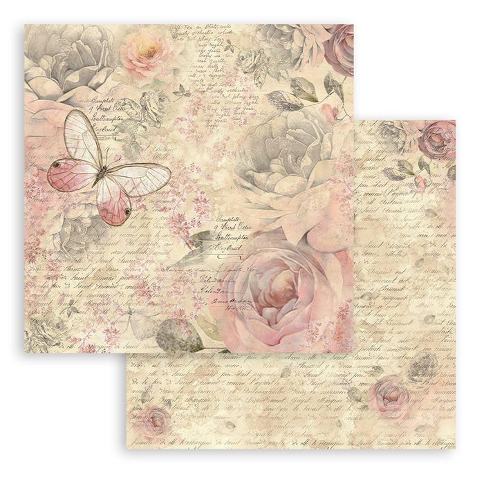 Stamperia - Double-Sided paper Pad 12"X12" - 10/Pkg - Shabby Rose. Available in a variety of designs, each sold separately. Contains ten sheets of 12x12 inch sheets of double sided paper, each with a different design. Acid free. Available at Embellish Away located in Bowmanville Ontario Canada.
