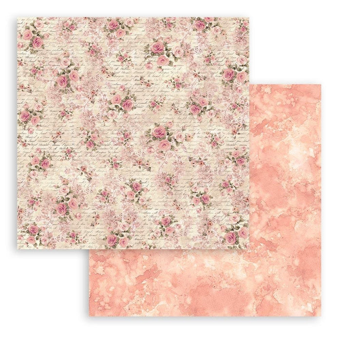 Stamperia - Double-Sided paper Pad 12"X12" - 10/Pkg - Shabby Rose. Available in a variety of designs, each sold separately. Contains ten sheets of 12x12 inch sheets of double sided paper, each with a different design. Acid free. Available at Embellish Away located in Bowmanville Ontario Canada.