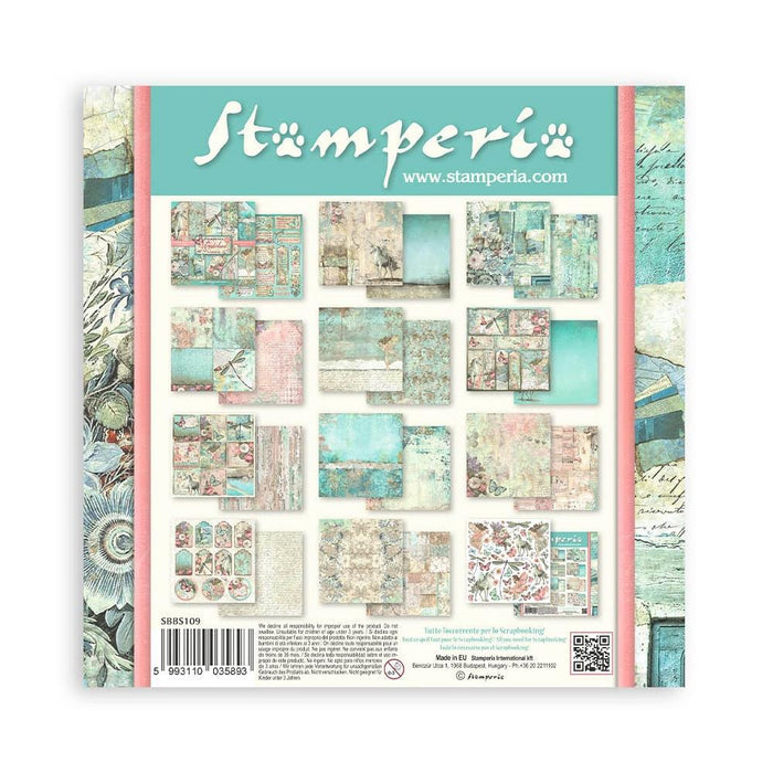 Stamperia - Double-Sided Paper Pad 8"X8" - 10/Pkg - Wonderland, 10 Designs/1 Each.  Available in a variety of designs, each sold separately. Contains ten 8x8 inch sheets of double-sided paper, each with a different design. Acid free. Available at Embellish Away located in Bowmanville Ontario Canada.