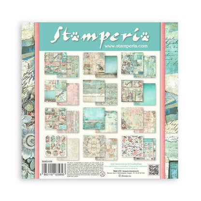 Stamperia - Double-Sided Paper Pad 8"X8" - 10/Pkg - Wonderland, 10 Designs/1 Each.  Available in a variety of designs, each sold separately. Contains ten 8x8 inch sheets of double-sided paper, each with a different design. Acid free. Available at Embellish Away located in Bowmanville Ontario Canada.