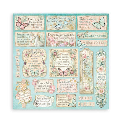 Stamperia - Double-Sided Paper Pad 8"X8" - 10/Pkg - Wonderland, 10 Designs/1 Each.  Available in a variety of designs, each sold separately. Contains ten 8x8 inch sheets of double-sided paper, each with a different design. Acid free. Available at Embellish Away located in Bowmanville Ontario Canada.