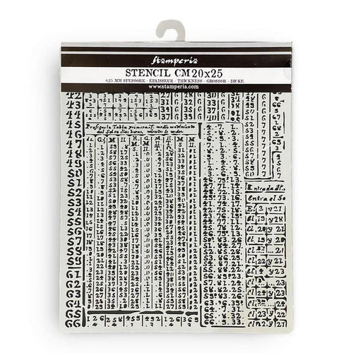 Stamperia - Stencil 7.87"X9.84" - Fortune - Hieroglyphic. Stencils can add fun accents or elegant designs to scrapbook pages, greeting cards, mixed media and craft projects! They can be used with inks, mists, paints and other similar applications. Available at Embellish Away located in Bowmanville Ontario Canada.