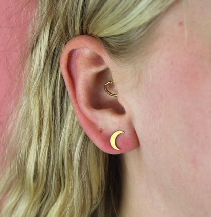 Star & Crescent Moon Stud Earrings (Gold Plated)