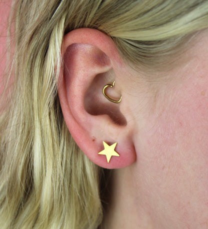 Star & Crescent Moon Stud Earrings (Gold Plated)