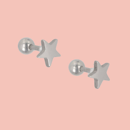 Star Screw On Stud Earrings