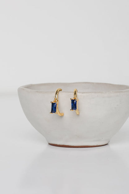Stella Blue Gemstone Charm Mini Hoop Earrings