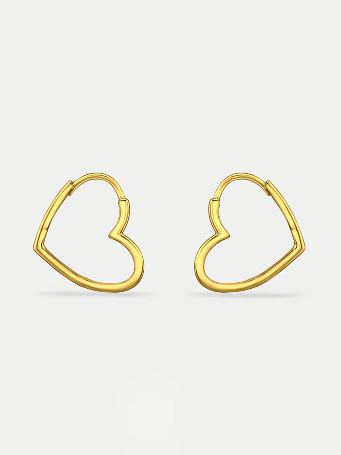 Sterling Silver Gold Plated Heart Hoops | Gold-Image 1
