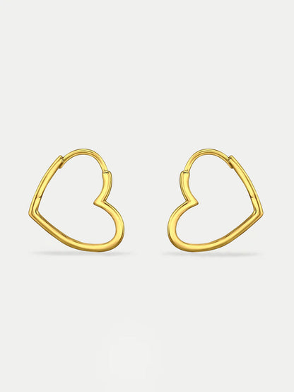 Sterling Silver Gold Plated Heart Hoops | Gold-Image 1