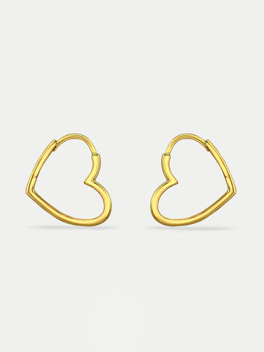 Sterling Silver Gold Plated Heart Hoops | Gold-Image 1