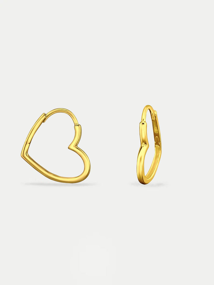 Sterling Silver Gold Plated Heart Hoops | Gold-Image 2
