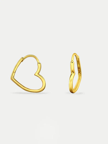 Sterling Silver Gold Plated Heart Hoops | Gold-Image 2