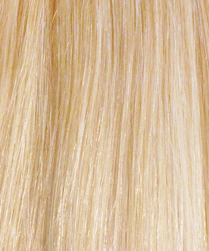 Close-up of straight, shiny Honey Blonde  hair strands from Perfect Locks Straight Hybrid Weft Hair Extensions, filling the frame with a smooth, even texture—ideal for showcasing premium extensions.#color_platinum-blonde-(613)