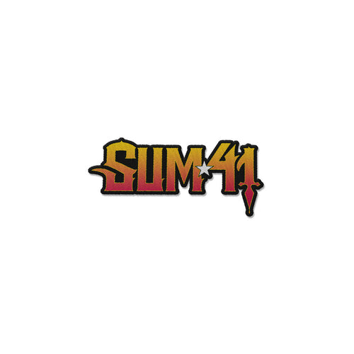 The image displays the Sum 41 brand name in bold, stylized letters with a yellow-to-red gradient, a star as the dot in "41," and outlined in black.