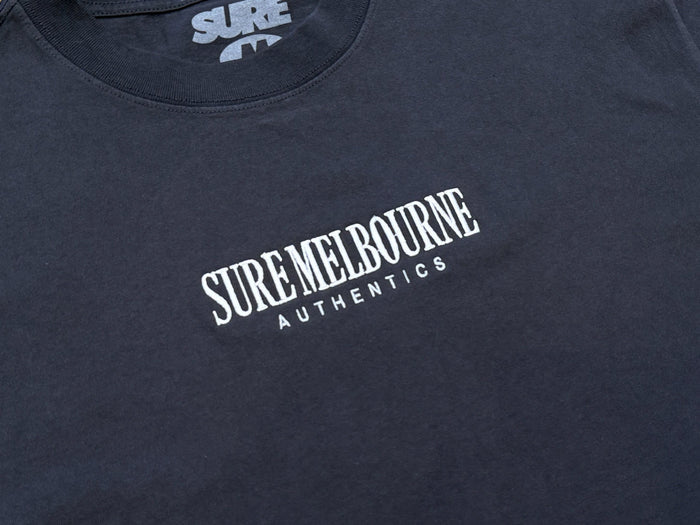 Sure - Authentics Embroidered Heavyweight T-Shirt - Faded Black / White