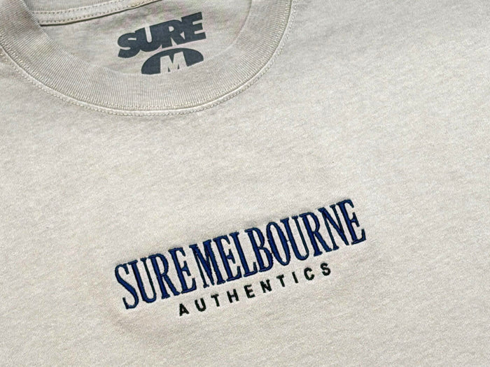Sure - Authentics Embroidered Heavyweight T-Shirt - Faded Eucalyptus / Navy