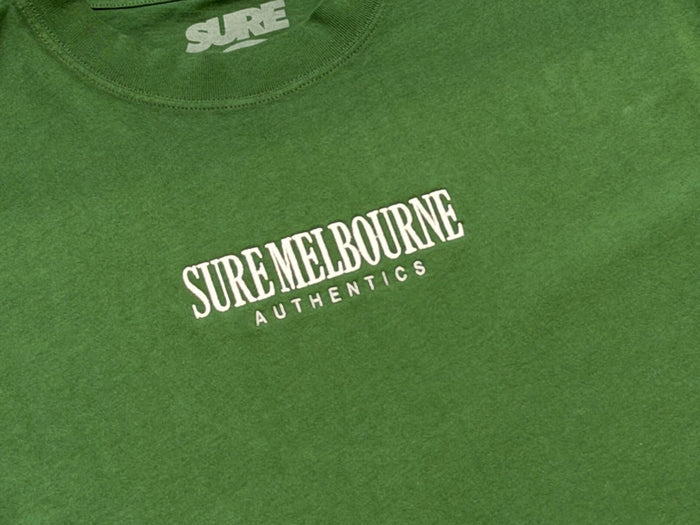 Sure - Authentics Embroidered Heavyweight T-Shirt - Faded Forest / White