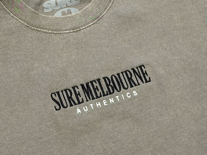 Sure - Authentics Embroidered Heavyweight T-Shirt - Faded Grey / Black