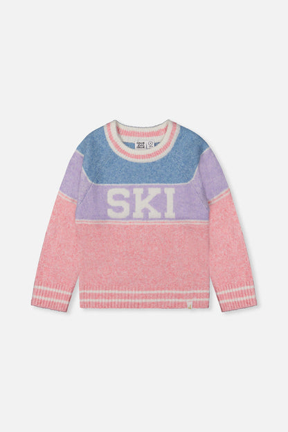 Sweater With Ski Jacquard Light Blue And Light Pink-0