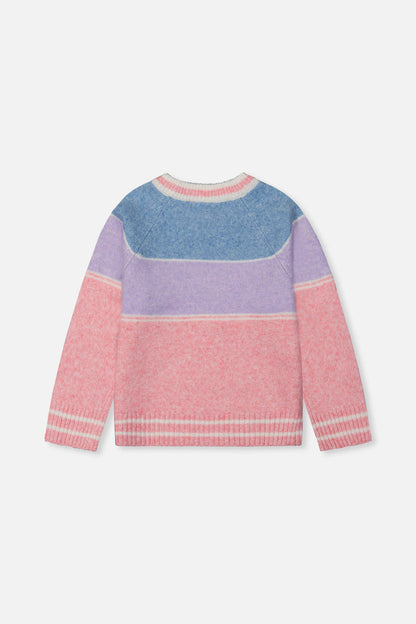 Sweater With Ski Jacquard Light Blue And Light Pink-1