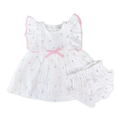 Sylvie Flower Baby Dress + Bloomer (Organic)