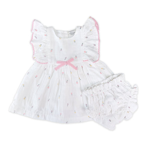 Sylvie Flower Baby Dress + Bloomer (Organic)