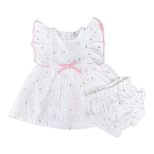 Sylvie Flower Baby Dress + Bloomer (Organic)
