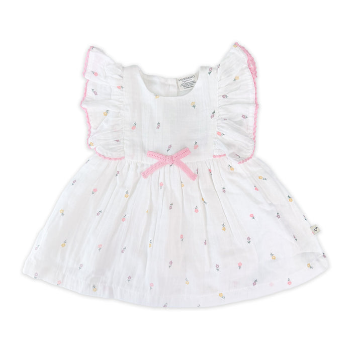Sylvie Flower Baby Dress Front (Organic)